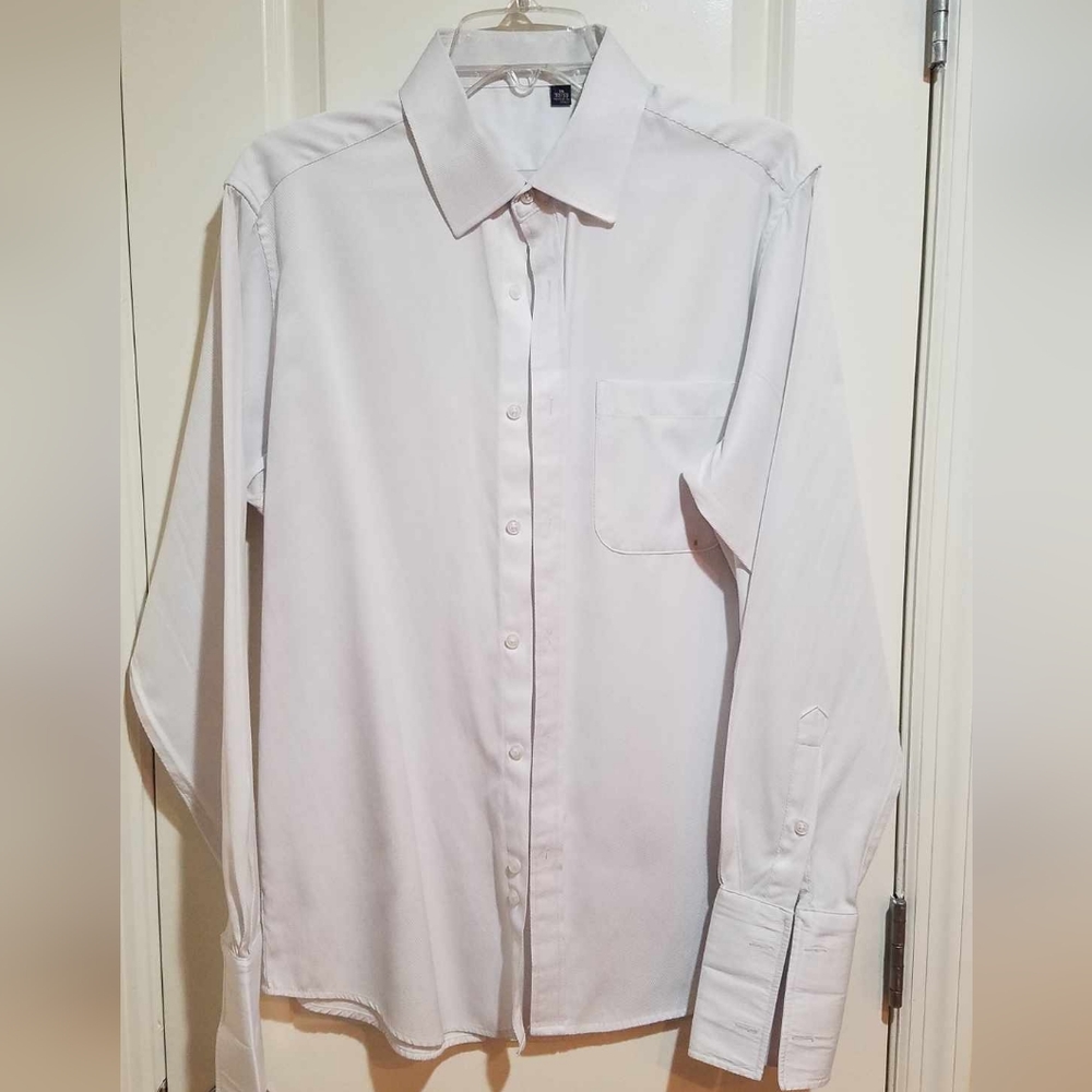 Men's white French-cuff shirt